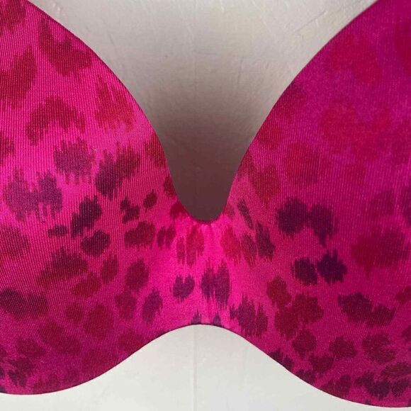 Victoria's Secret Hot Pink Leopard Print Lined Demi Bra Size 36C - Picture 7 of 10